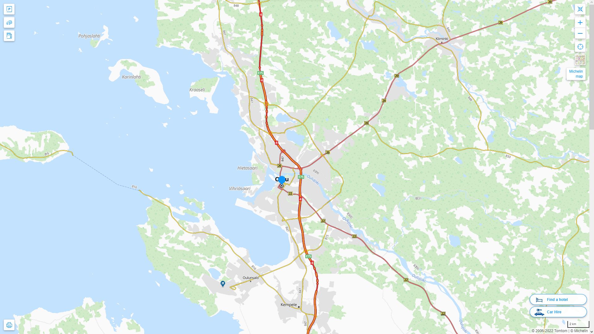 Oulu Highway and Road Map